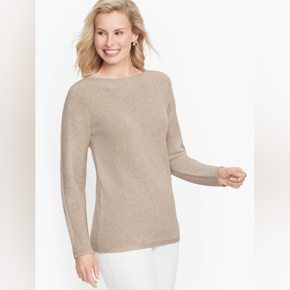 Talbots Wool Blend Bateau Neck Dolman Sleeve Sweater Women's LP Shimmer - Picture 2 of 9